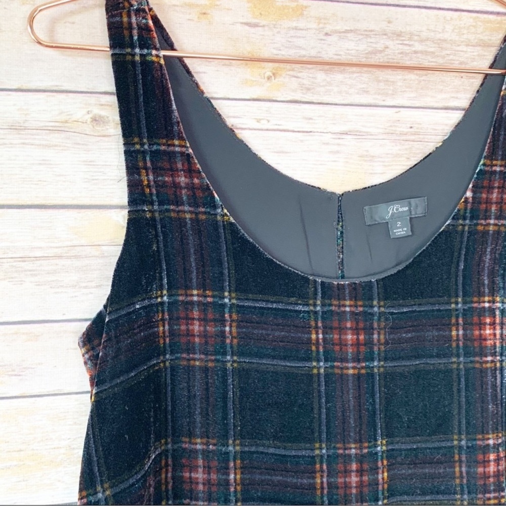 J. Crew Velvet Stewart Plaid Tartan Tank Top Holiday Black Red - Picture 3 of 8